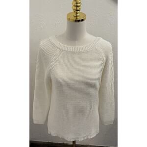 M Made In Italy White Open Knit Sweater Size Medium Open Back